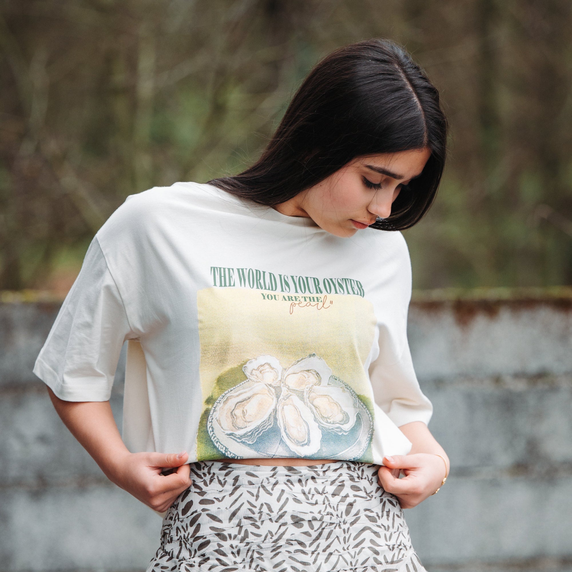 T-Shirt com Estampa Ostras