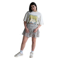 Saia Curta Estampada com Folhos