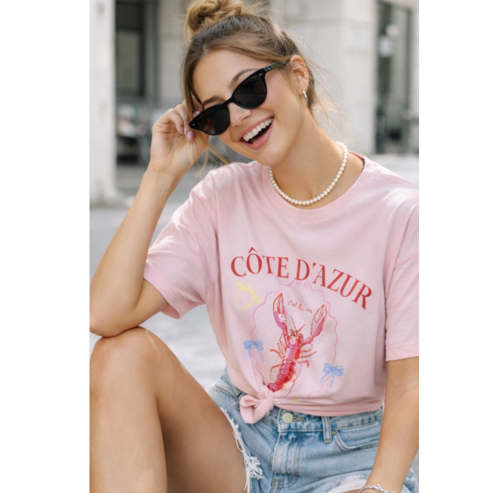 T-Shirt com Estampa Côte D'Azur